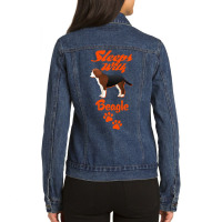 Sleeps With Beagle Ladies Denim Jacket | Artistshot