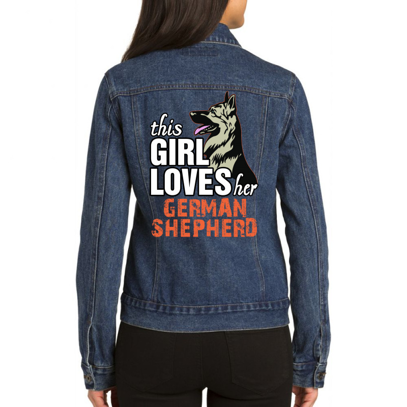 This Girl Loves Her German Shepherd Ladies Denim Jacket by tshiart | Artistshot