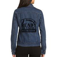 Ready To Tackle Preschool Football Back To School Prek Tank Top Ladies Denim Jacket | Artistshot