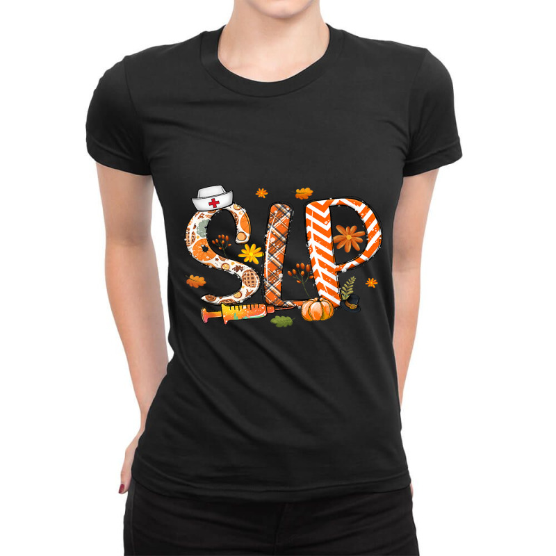 Slp Leopard Plaid Pilgrim Hat Fall Thanksgiving Ladies Fitted T-Shirt by Artist-Shannon | Artistshot