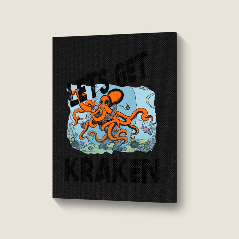 Art Character Lets Get Kraken Halloween Portrait Canvas Print | Artistshot