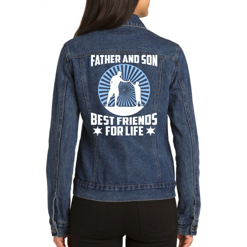 Father And Son Best Friends For Life - Fathers Day Gift Ladies Denim Jacket | Artistshot