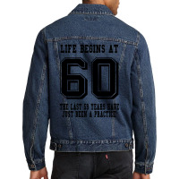 60th Birthday Life Begins At 60 Men Denim Jacket | Artistshot
