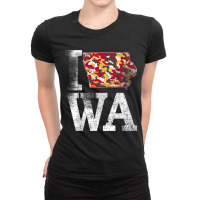 Vintage State Of Iowa Trendy Iowans Red Yellow Grunge Design Ladies Fitted T-shirt | Artistshot