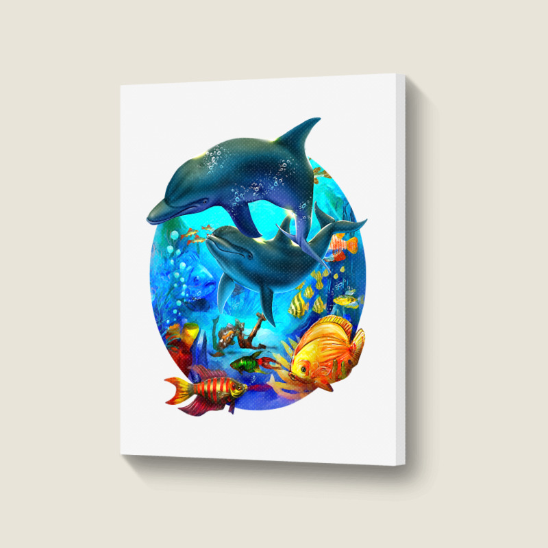 Dolphin Sea Life Save The Ocean Marine Biology Aquarium T Shirt Portrait Canvas Print | Artistshot