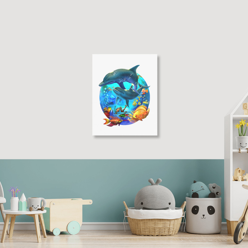 Dolphin Sea Life Save The Ocean Marine Biology Aquarium T Shirt Portrait Canvas Print | Artistshot