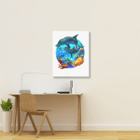 Dolphin Sea Life Save The Ocean Marine Biology Aquarium T Shirt Portrait Canvas Print | Artistshot