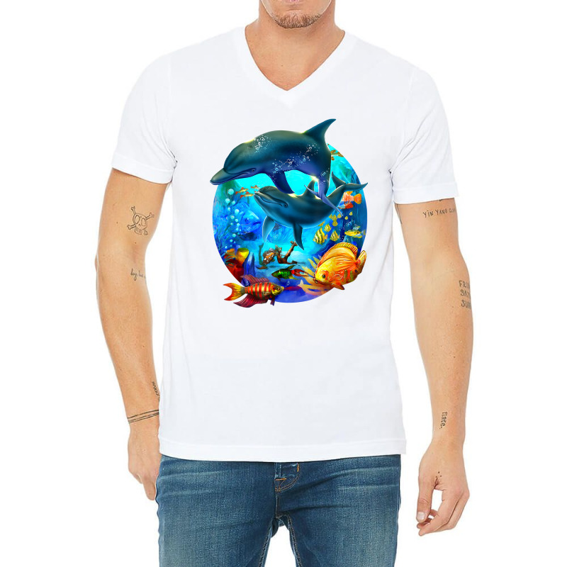 Dolphin Sea Life Save The Ocean Marine Biology Aquarium T Shirt V-neck Tee | Artistshot