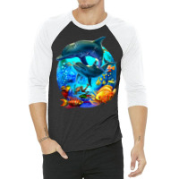 Dolphin Sea Life Save The Ocean Marine Biology Aquarium T Shirt 3/4 Sleeve Shirt | Artistshot