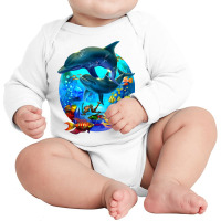 Dolphin Sea Life Save The Ocean Marine Biology Aquarium T Shirt Long Sleeve Baby Bodysuit | Artistshot