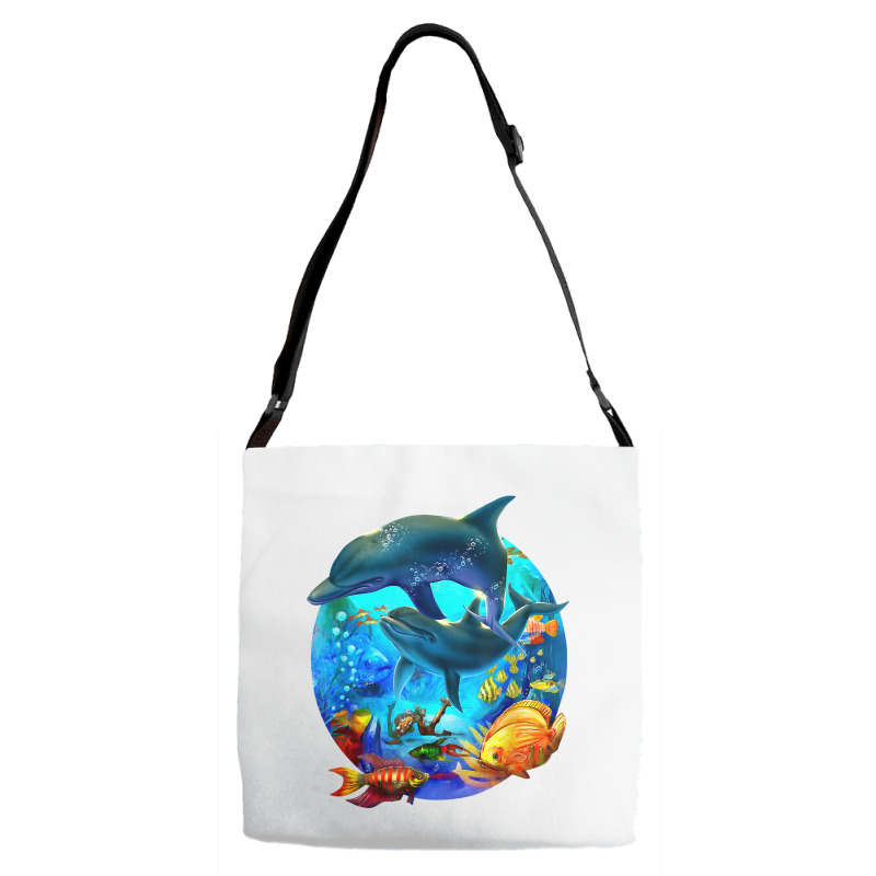 Dolphin Sea Life Save The Ocean Marine Biology Aquarium T Shirt Adjustable Strap Totes | Artistshot