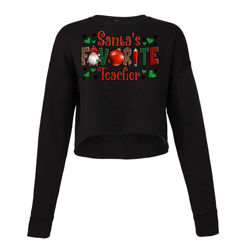 Santa's Favourite Teacher Christmas Gnome Cropped Sweater | Artistshot