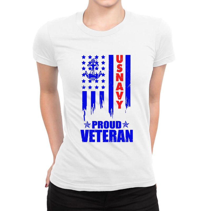 Us Navy Proud Veteran Ladies Fitted T-Shirt by TopTshirt | Artistshot