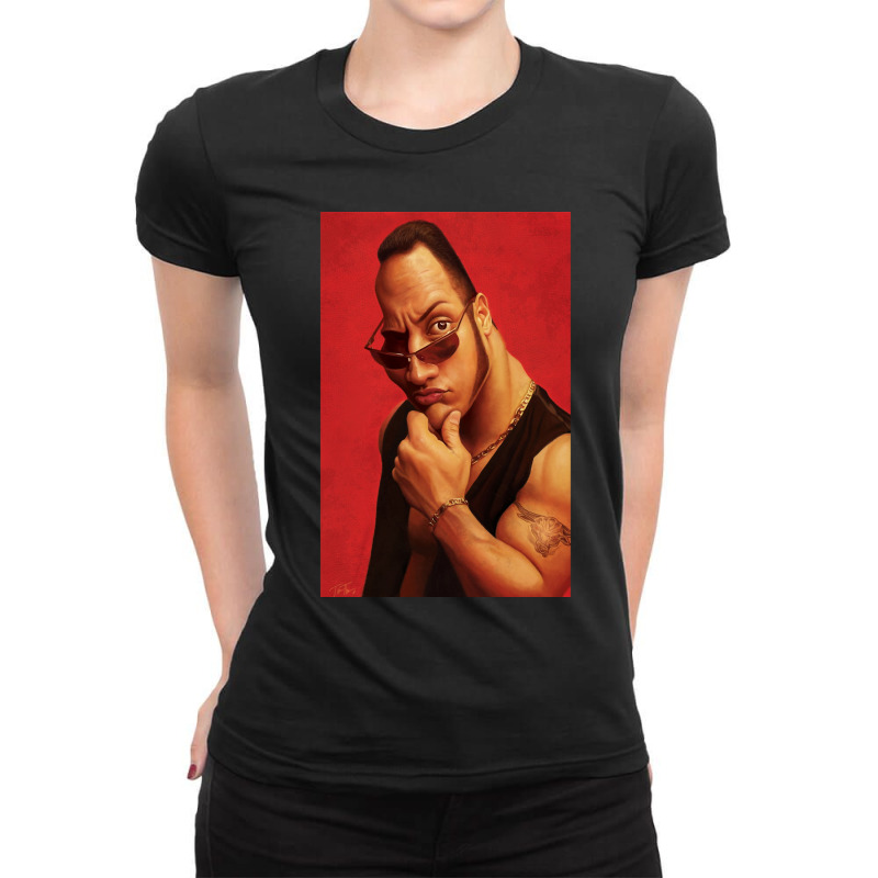 Dwayne Johnson Gift Idea Ladies Fitted T-Shirt by Artists-Zoe | Artistshot