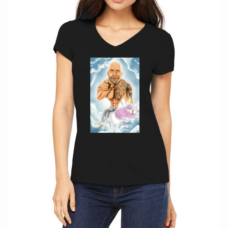 Dwayne Johnson Men Funny Art Women's V-Neck T-Shirt by Artists-Zoe | Artistshot