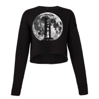 Saturn V Rocket Silhouette And Moon Graphic T Shirt Cropped Sweater | Artistshot