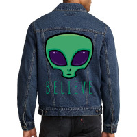 Believe Alien Head Men Denim Jacket | Artistshot