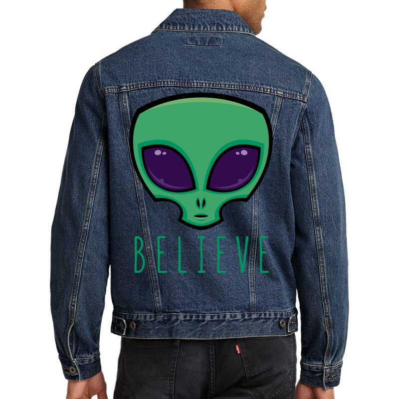 Believe Alien Head Men Denim Jacket | Artistshot