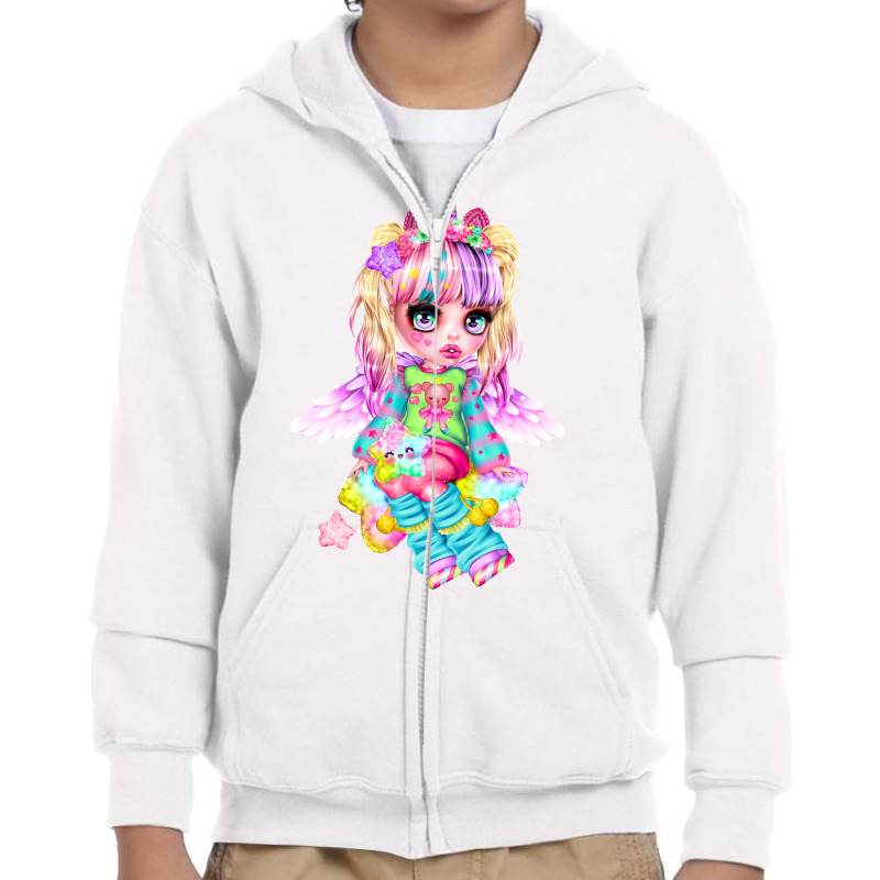 Magical Unicorns And Cute Girl In Anime Youth Zipper Hoodie by Zero_art | Artistshot