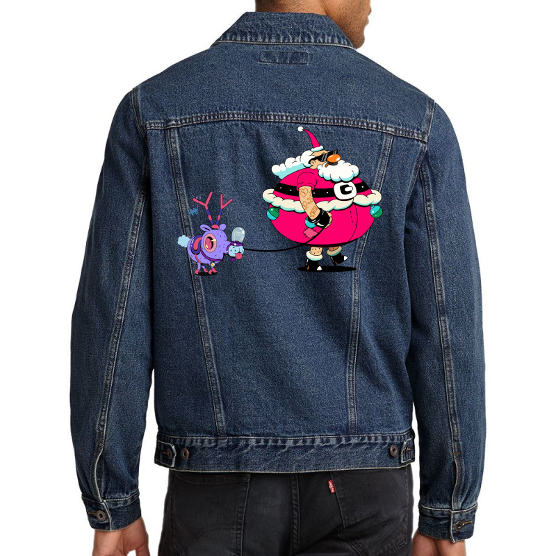 Santa With Deer Men Denim Jacket | Artistshot