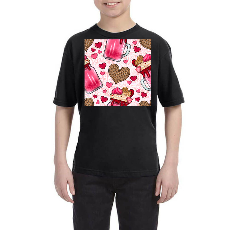 Valentines Day Milkshake Seamless Pattern Youth Tee by BundleAndBundleShop | Artistshot