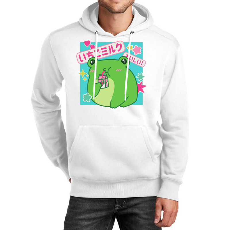 Kawaii Frog Strawberry Milk Japanese Letters Cute Graphic Pullover Hoo Unisex Hoodie by AdvaitaLanderos | Artistshot