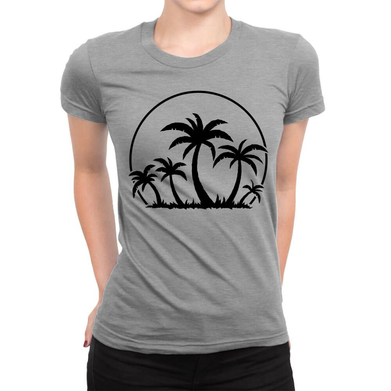 Palm Trees And Sunset In Black Ladies Fitted T-Shirt by fizzgig | Artistshot