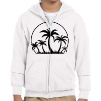 Palm Trees And Sunset In Black Youth Zipper Hoodie | Artistshot