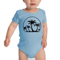 Palm Trees And Sunset In Black Baby Bodysuit | Artistshot