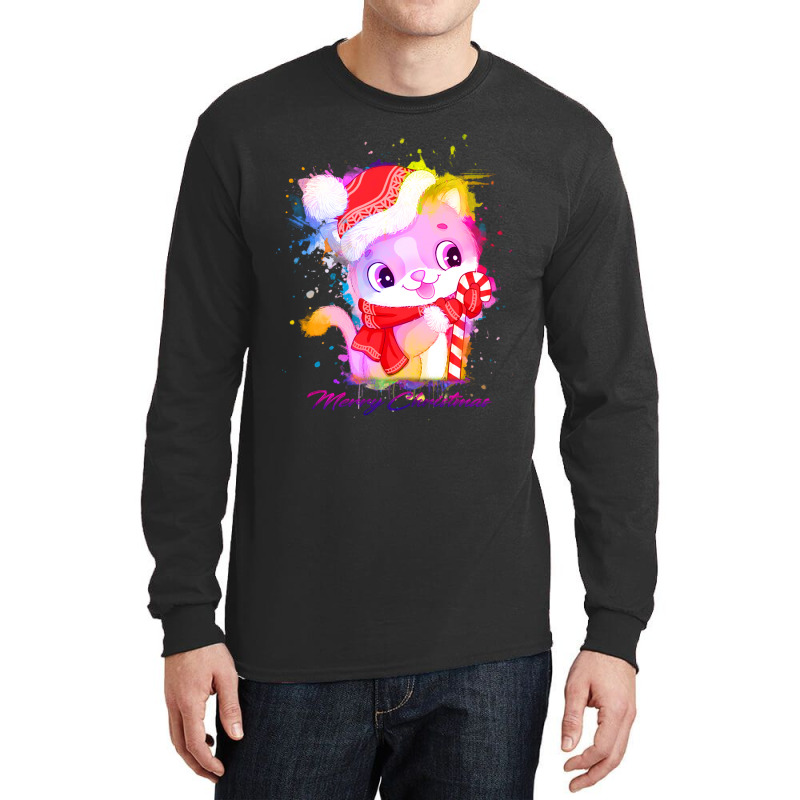 Merry Christmas Cat Long Sleeve Shirts | Artistshot