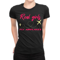 Real Girls Fly Airplanes Women Flying Navigate Flight Pilot Tank Top Ladies Fitted T-shirt | Artistshot