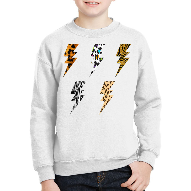 Vintage Thunder Leopard Zebra Animal Print Lightning Bolts T Shirt Youth Sweatshirt by ybarboof | Artistshot