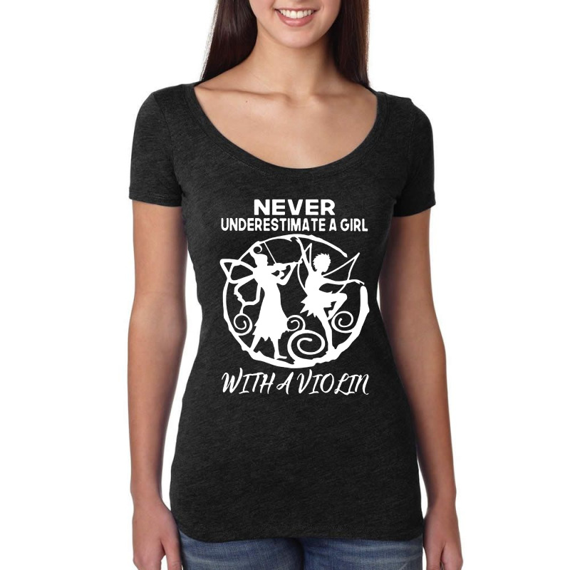 Never Underestimate A Girl With A Violin Essential Women's Triblend Scoop T-shirt by Mito220 | Artistshot