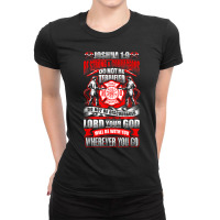 Motivational Be Strong Christian Bible Joshua 19 Day Gifts Ladies Fitted T-shirt | Artistshot