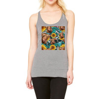 Highland Cow Sunflowers Turquoise Seamless Pattern Racerback Tank | Artistshot