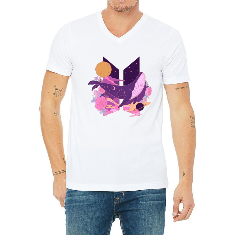 Kpop  Purple Whale V-neck Tee | Artistshot