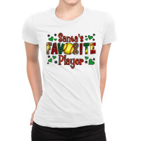 Santa's Favourite Player Christmas Softball Game Ladies Fitted T-shirt | Artistshot