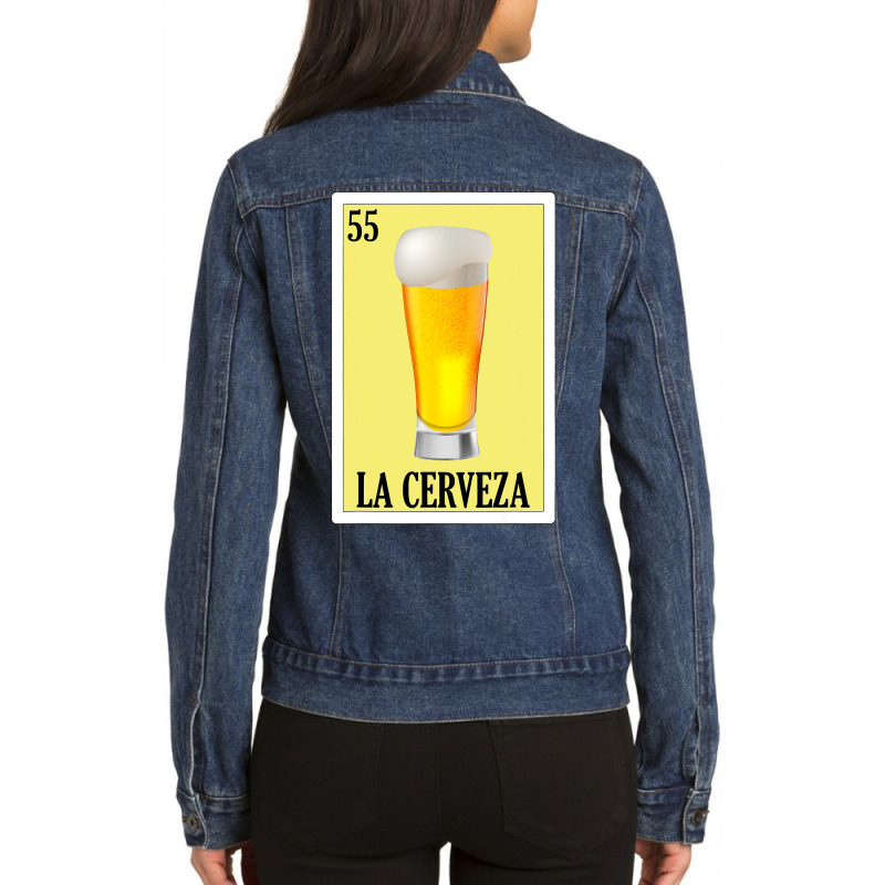 La Cerveza Lottery Gift  Mexican Lottery La Cerveza Ladies Denim Jacket by bakien89 | Artistshot