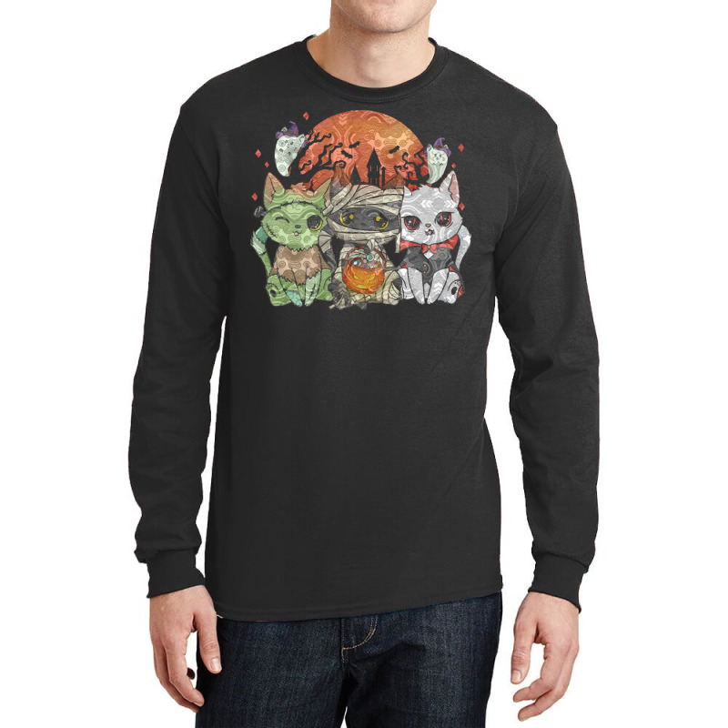 Halloween Cat Halloween Costume T  Shirt Halloween Cat Halloween Costu Long Sleeve Shirts | Artistshot