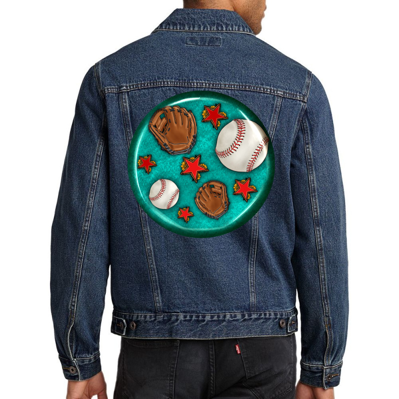 Baseball With Sunflower Round Earrings Men Denim Jacket by BundleAndBundleShop | Artistshot