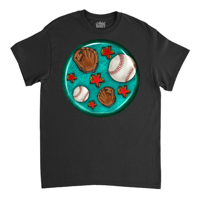 Baseball With Sunflower Round Earrings Classic T-shirt by BundleAndBundleShop | Artistshot