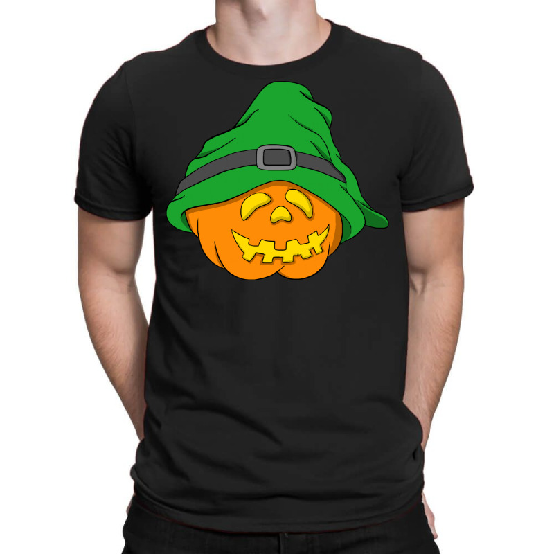 Halloween Jack O Lantern T  Shirt Slouchy Hat Halloween Pumpkin Green T-shirt | Artistshot