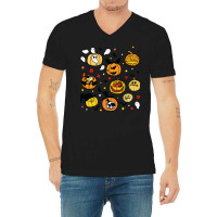 Halloween Pumpkins Face T  Shirt Halloween Pumpkin Lanterns T  Shirt V-neck Tee | Artistshot