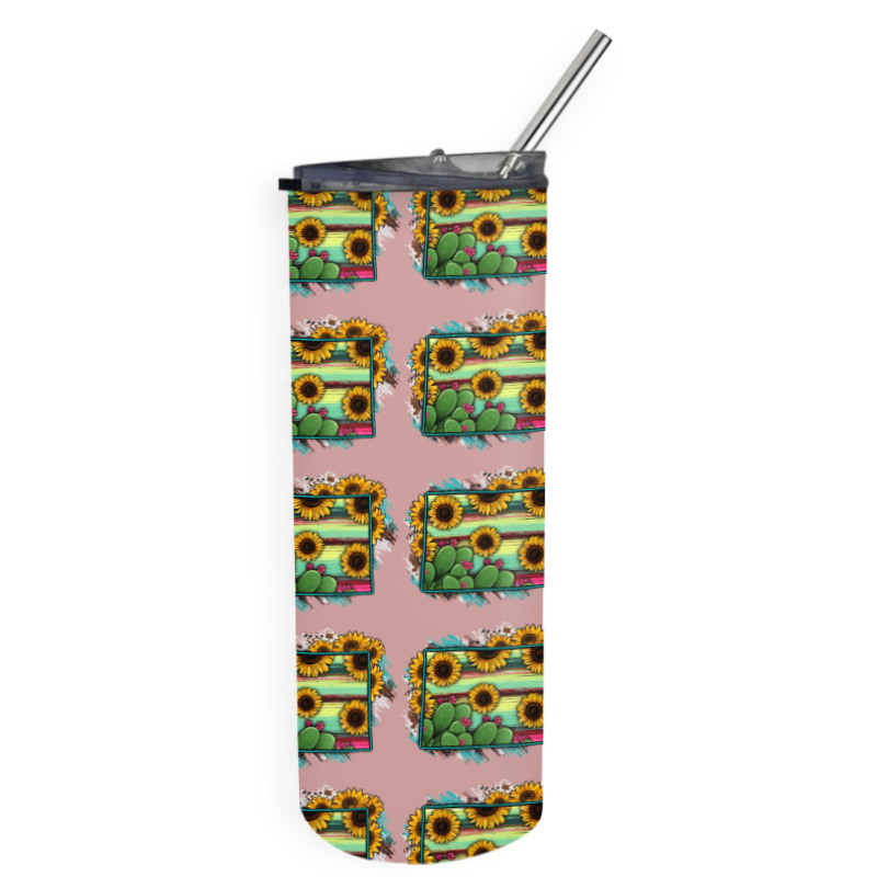 Wyoming Map Sunflower Cactus Serape Skinny Tumbler | Artistshot