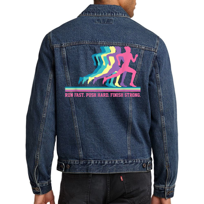 Women Running Track & Field Runner Motivational Training T Shirt Men Denim Jacket by ovarddmjipsonmfg | Artistshot