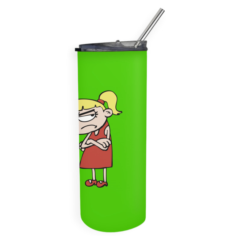 Angry Little Girl With Blonde Hair Skinny Tumbler | Artistshot