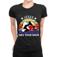 Brazilian Jiu Jitsu  Jesus  Jesus Has Your Back Ladies Fitted T-shirt | Artistshot