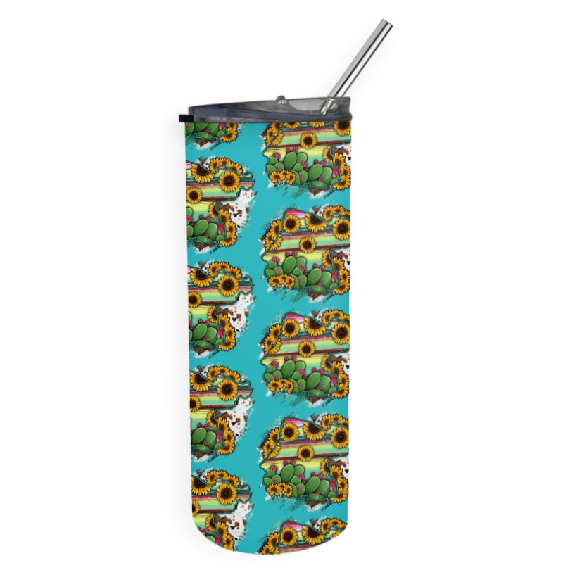 Guanajuato Sunflower Serape Map Skinny Tumbler | Artistshot