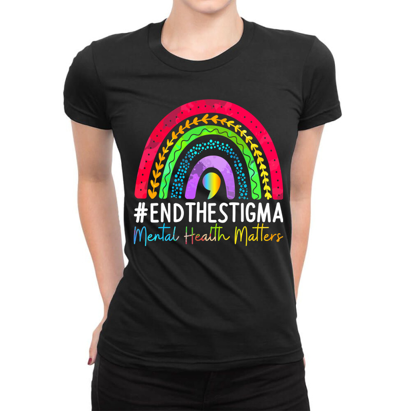 Mental, Health Matters End The Stigma Rainbow Boho Ladies Fitted T-Shirt by trokeryth | Artistshot