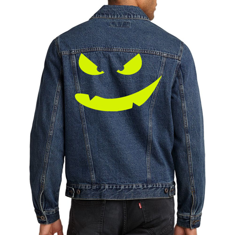 Halloween T  Shirt Big Scary Slime In Black Smiling Halloween Pumpkin Men Denim Jacket | Artistshot